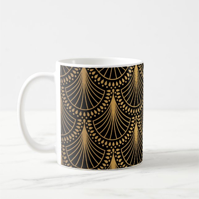 Art Deco, black gold, seamless pattern. Coffee Mug (Left)