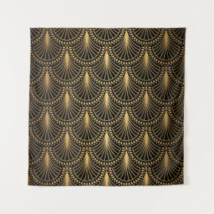 Art Deco, black gold, seamless pattern. Tapestry