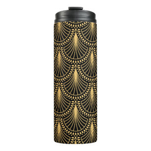 Art Deco, black gold, seamless pattern. Thermal Tumbler