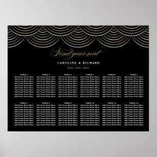 Art Deco Black Gold Wedding Seating Chart