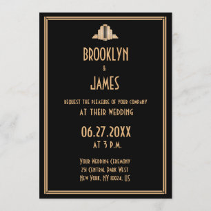 Art Deco Black Great Gatsby Wedding Invitations