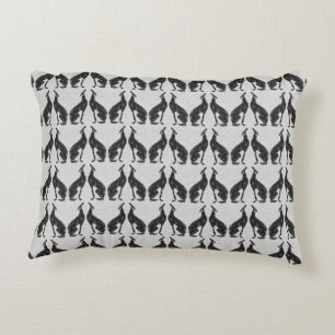 Art Deco Black Greyhound Design  Decorative Cushion