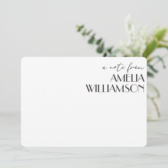 Art Deco Black Script Personalised Name Stationery Card (Standing Front)