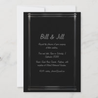 Art Deco Black + Silver Geometric Border Wedding