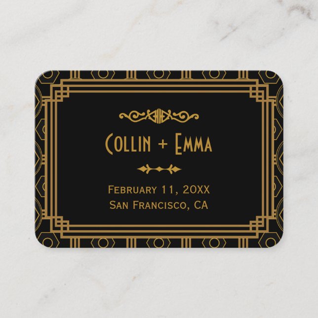 Art Deco Black Wedding Place Cards (Front)