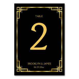 Art Deco Black Wedding Table Numbers