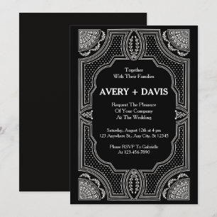 Art Deco Black & White Rehearsal Dinner Invitation