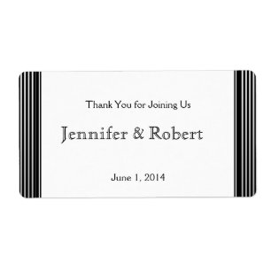 Art Deco Black White Stripe Water Bottle Label
