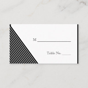 Art Deco Black White Stripe Wedding Place Cards