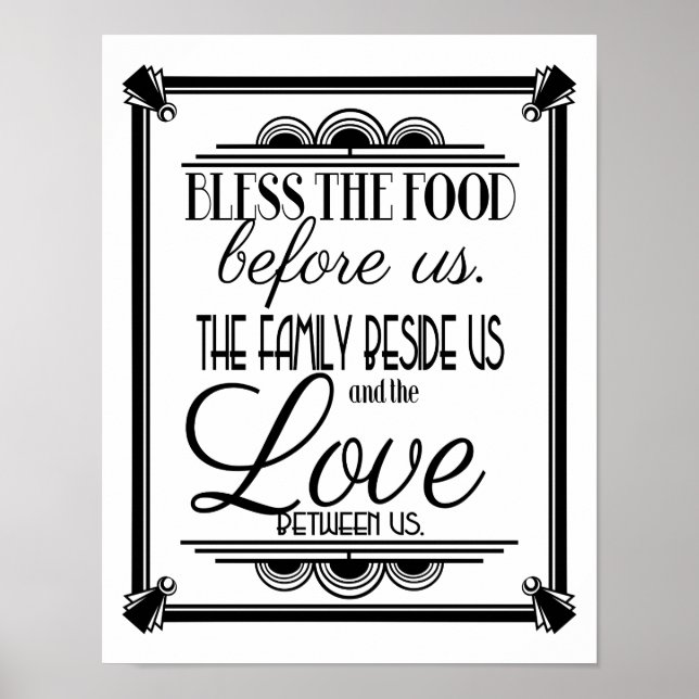 Art Deco BLESS THIS FOOD color change B/G Poster (Front)