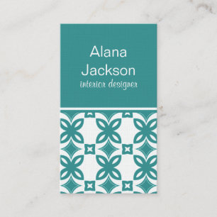 Art Deco Blooms Business Card, Turquoise Business Card