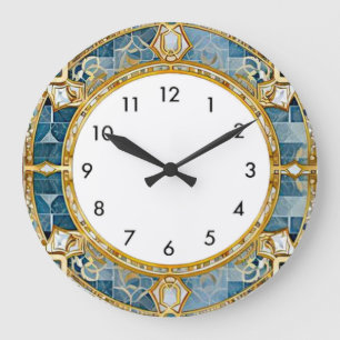 Art Deco Blue Large Clock