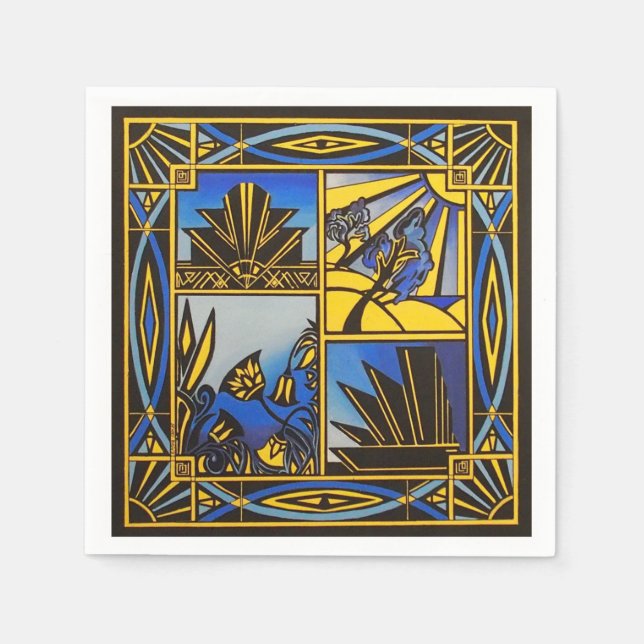 Art deco Blue napkin pack (Front)