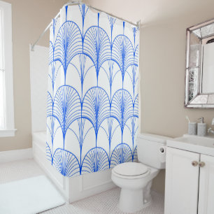 Art Deco Blue Shower Curtain