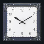 Art Deco Blue Square Wall Clock<br><div class="desc">Great clock design. You will love it like others. Be free to use this design for other product you like or to customize and add your text. Follow me for more. Thank you. Have a nice day.</div>