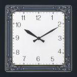 Art Deco Blue Square Wall Clock<br><div class="desc">Great clock design. You will love it like others. Be free to use this design for other product you like or to customize and add your text. Follow me for more. Thank you. Have a nice day.</div>