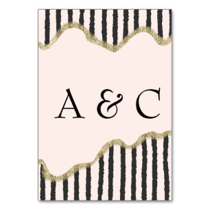 Art Deco Blush, Black & Gold Glam Wedding  Table Number