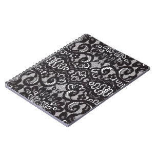 Art Deco Bohemian Chic floral Gothic black lace Spiral Notebook