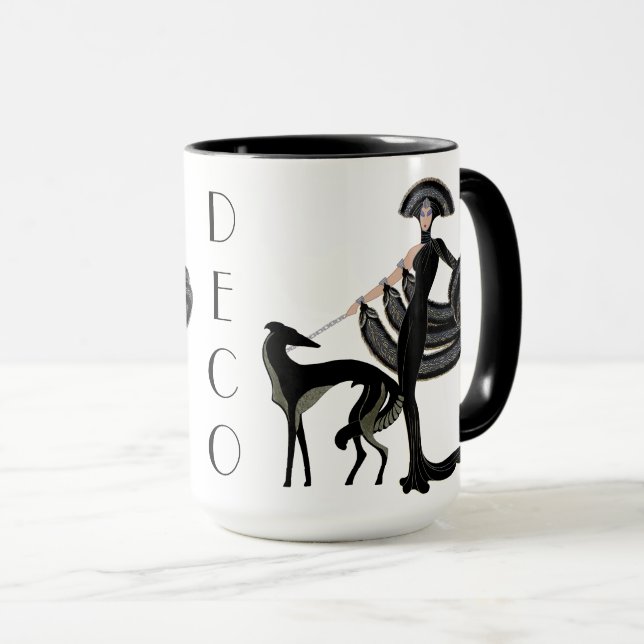 Art Deco Borzoi Mug (Front Right)