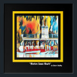 Art Deco Boston Swan Boats<br><div class="desc">Creatively designed colourful Boston Swan Boats on a black background using an applied art deco filter.
By celeste@khoncepts.com</div>