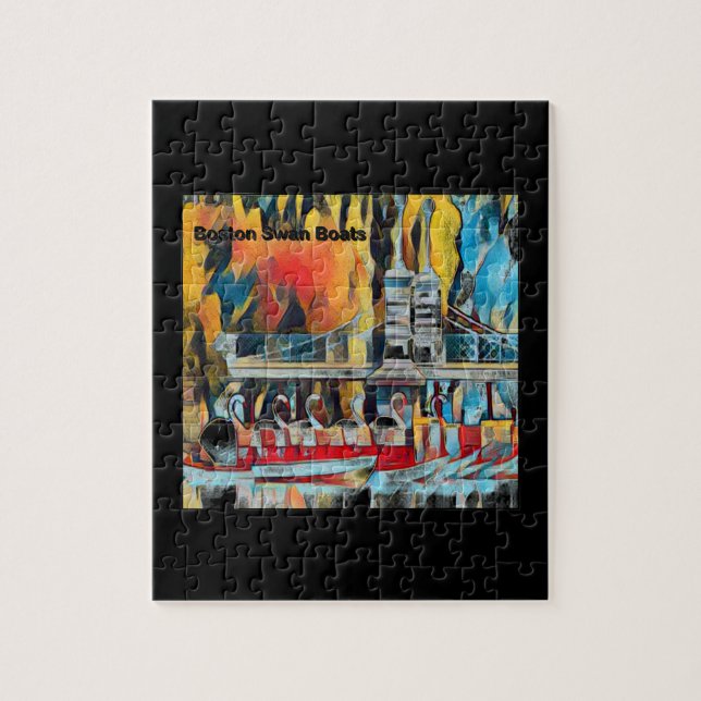 Art Deco Boston Swan Boats Jigsaw Puzzle (Vertical)