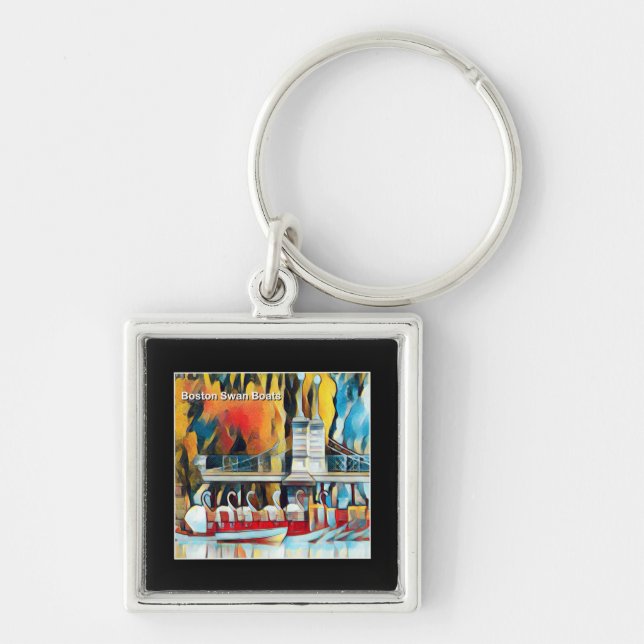 Art Deco Boston Swan Boats Key Ring (Front)