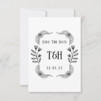 Art Deco Botanical Monogram Wedding Save The Date