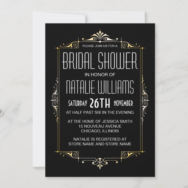 Art Deco Bridal Shower 20's Vintage Retro Invitation (Front)