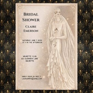 Art Deco Bridal Shower Invitation Vintage 1920s