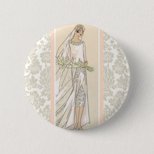 Art Deco Bride 6 Cm Round Badge