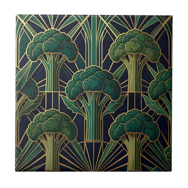 Art Deco Broccoli Pattern Tile (Front)
