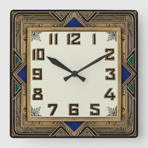 Art Deco Bronze Square Wall Clock