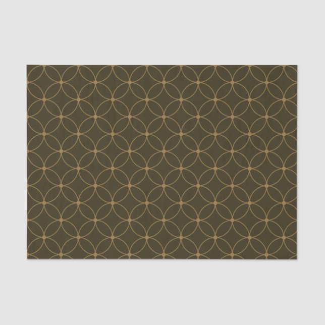 Art Deco Brown and Gold Circles and Diamonds  Tissue Paper (Front)