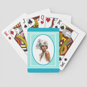 Art Deco Brown Girl Flapper  Playing Cards