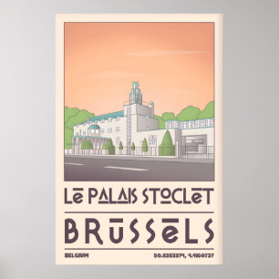 Art Deco Brussels Poster, Geometric Cityscape Poster