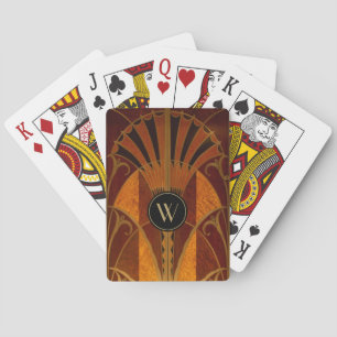 Art Deco Burgundy and Gold Monogrammed  Playing Cards