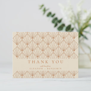 Art Deco Burnt Orange Elegant Custom Wedding Thank You Card