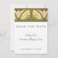 Art Deco Butterfly Calla Lily Wedding Invitation
