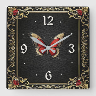 Art Deco Butterfly  Square Wall Clock