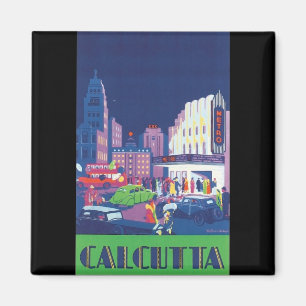 Art Deco Calcutta City Theatre Scene High Contrast Magnet