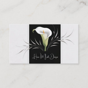 Art Deco Calla Lily Silver Flourish Business Card
