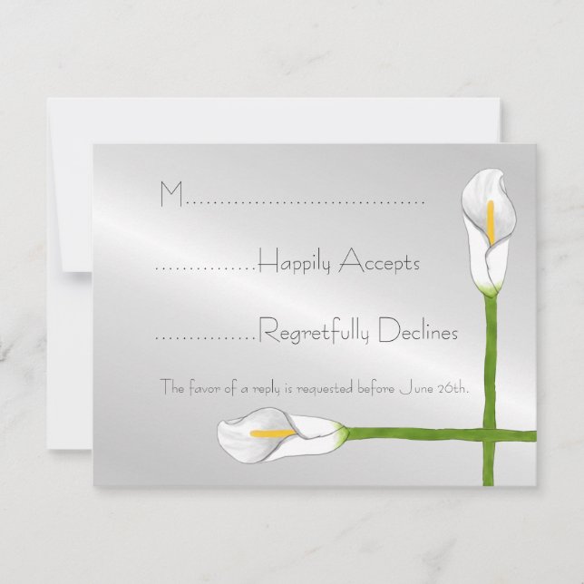 Art Deco Calla Lily Wedding RSVP Card (Front)