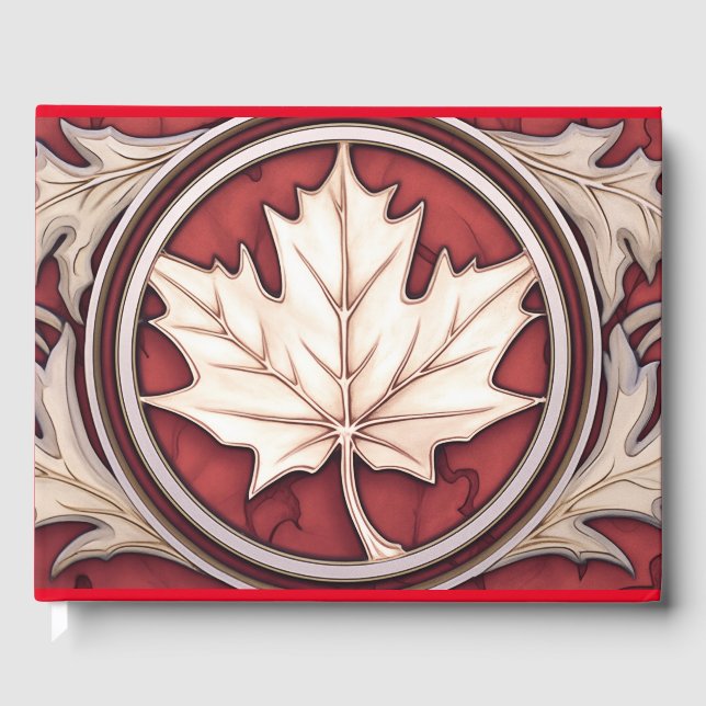Art Deco Canadian Style Maple Leaf Guest Book (Front)