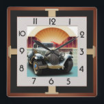 Art Deco car Square Wall Clock<br><div class="desc">great clock design. You will love it like others. Be free to use this design for other product you like or to customise and add your text. Follow me for more. Thank you. Have a nice day.</div>