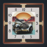 Art Deco car Square Wall Clock<br><div class="desc">great clock design. You will love it like others. Be free to use this design for other product you like or to customise and add your text. Follow me for more. Thank you. Have a nice day.</div>