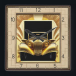 Art Deco car Square Wall Clock<br><div class="desc">Great clock design. You will love it like others. Be free to use this design for other product you like or to customise and add your text. Follow me for more. Thank you. Have a nice day.</div>