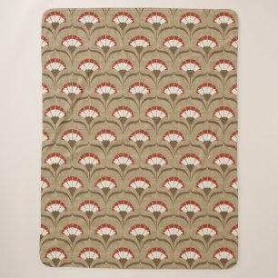 Art deco carnations (neutral and red) sherpa blanket