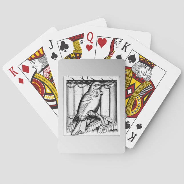 Art Deco carved stone falcon - silver Playing Cards (Back)