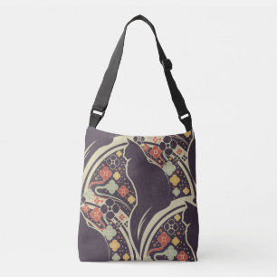 Art Deco Cat Tote Bag – Vintage Floral Cat Design