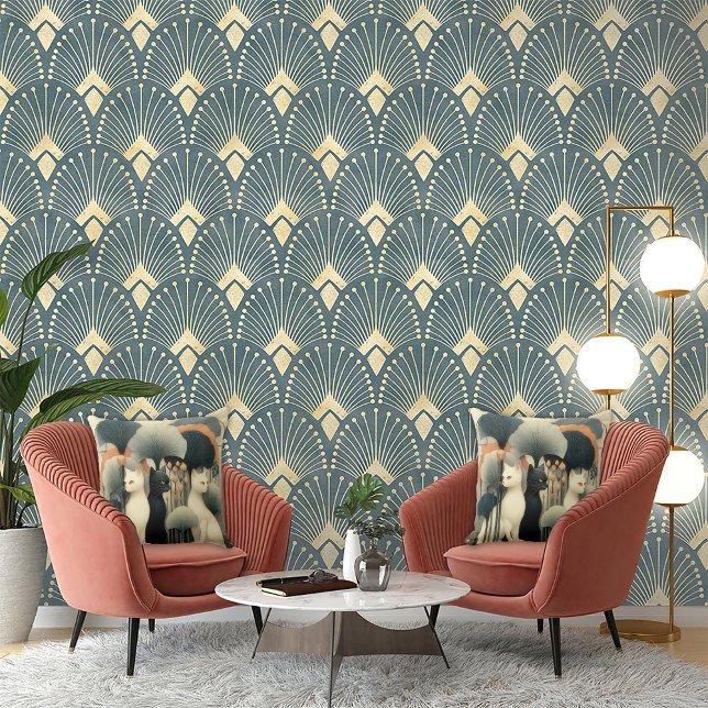 Art Deco Cats in Trees Cushion (Creator Uploaded)